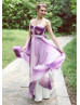 Ombre Ivory Plum Chiffon Long Prom Dress